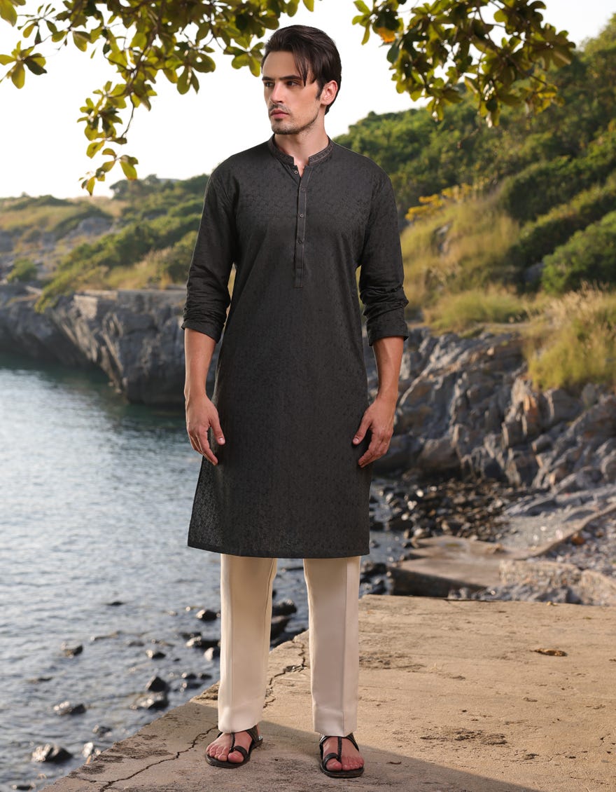 GREEN COTTON KURTA | JJK-A-34952