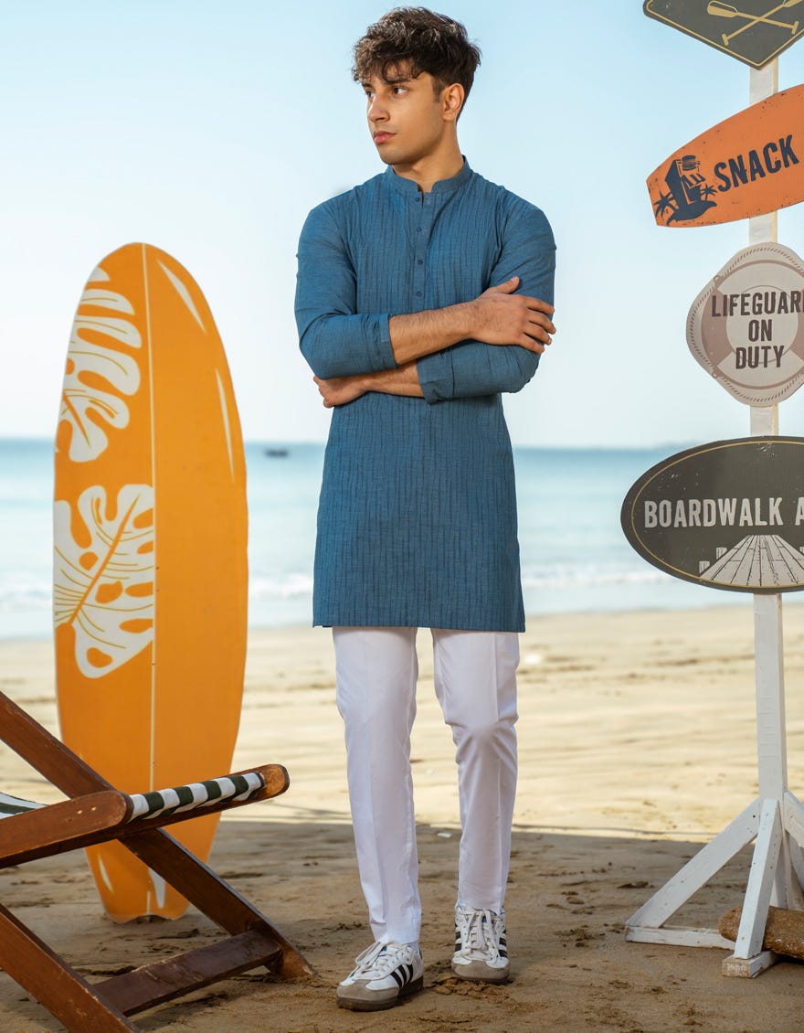 BLUE BLENDED KURTA | JTK-A-34976