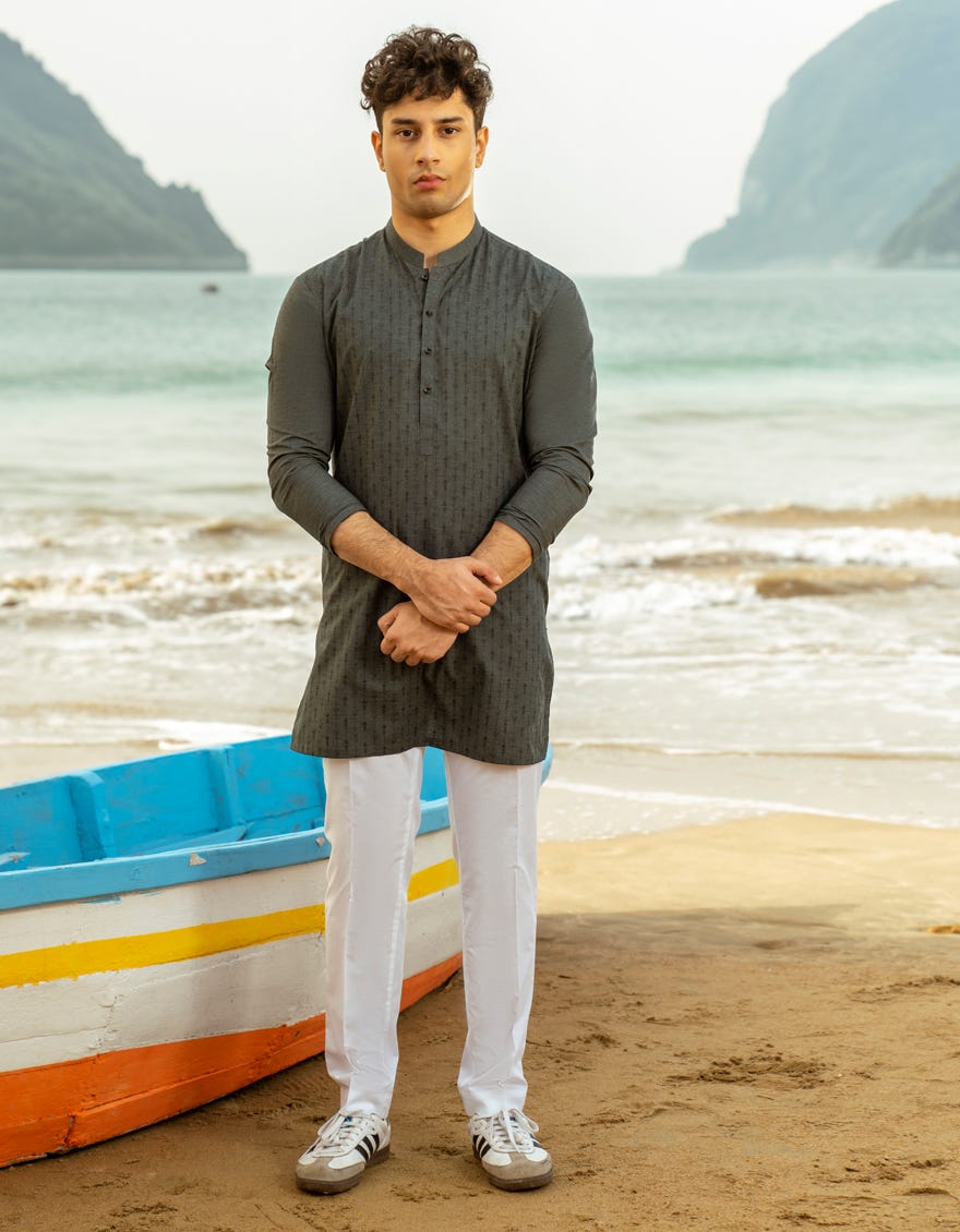 GREY BLENDED KURTA | JTK-A-34979