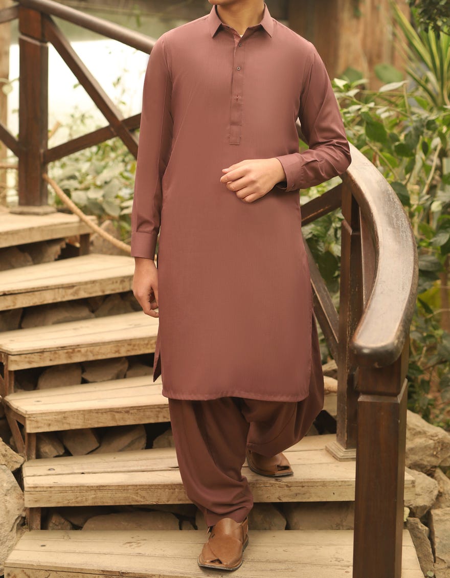 RED BLENDED KAMEEZ SHALWAR | JTKS-S-35647