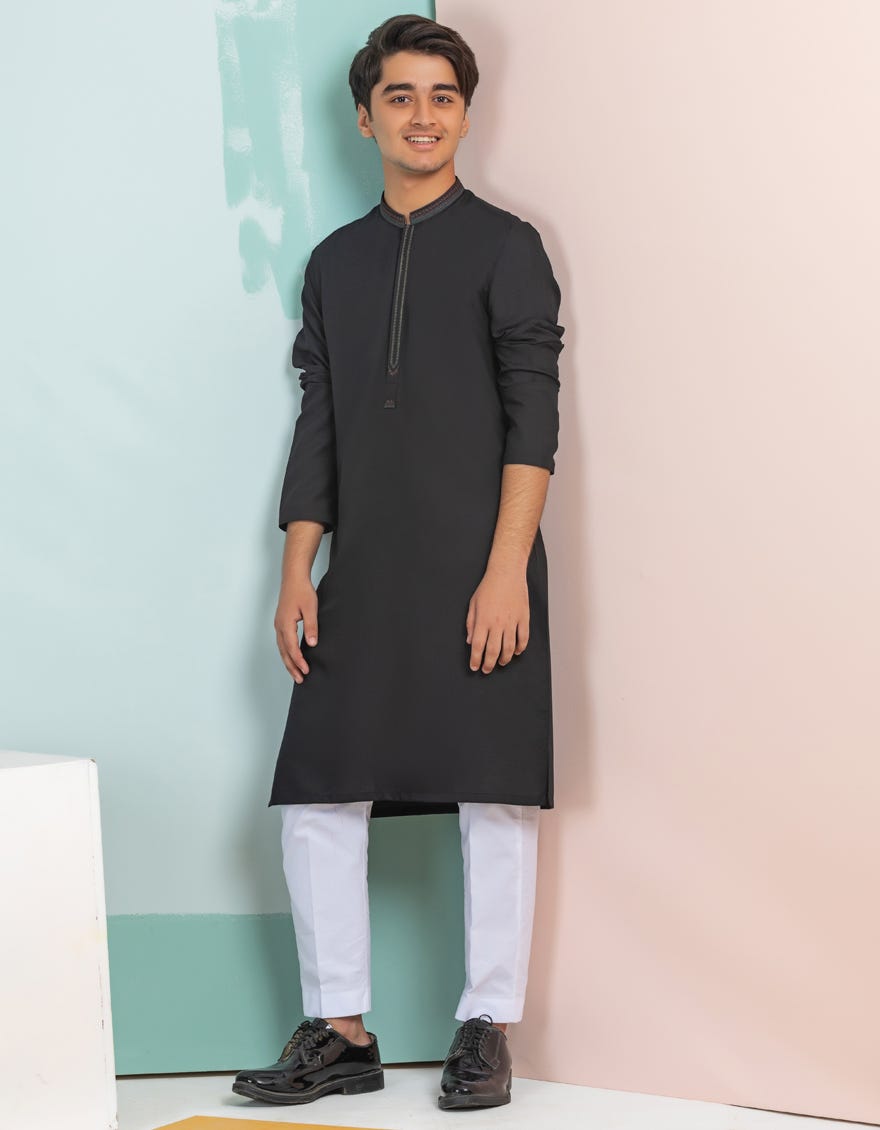 BLACK BLENDED KURTA | JTK-A-41087