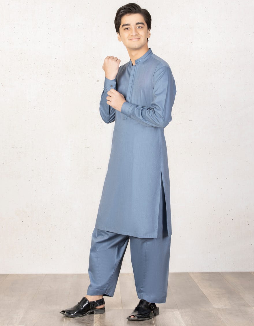 BLUE COTTON KAMEEZ SHALWAR | JTKS-A-35807