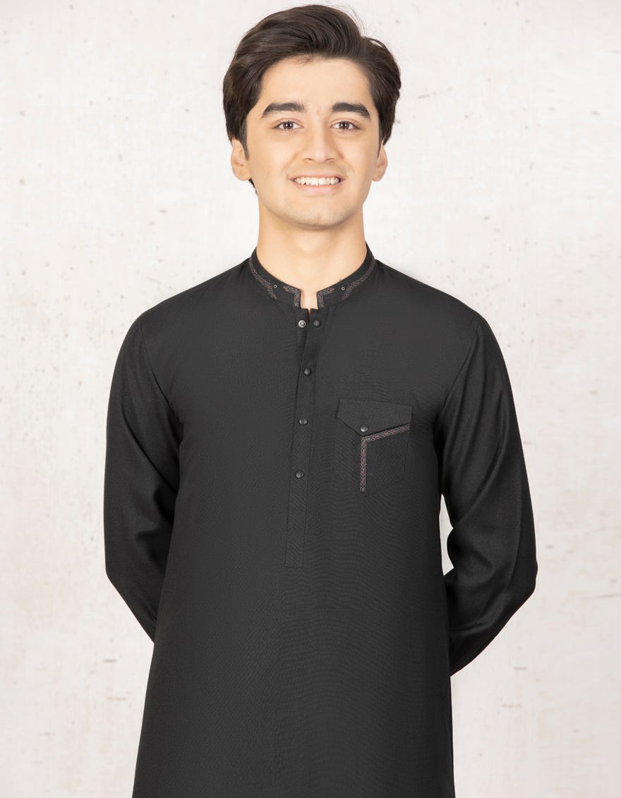 BLACK BLENDED KAMEEZ SHALWAR | JTKS-A-35827