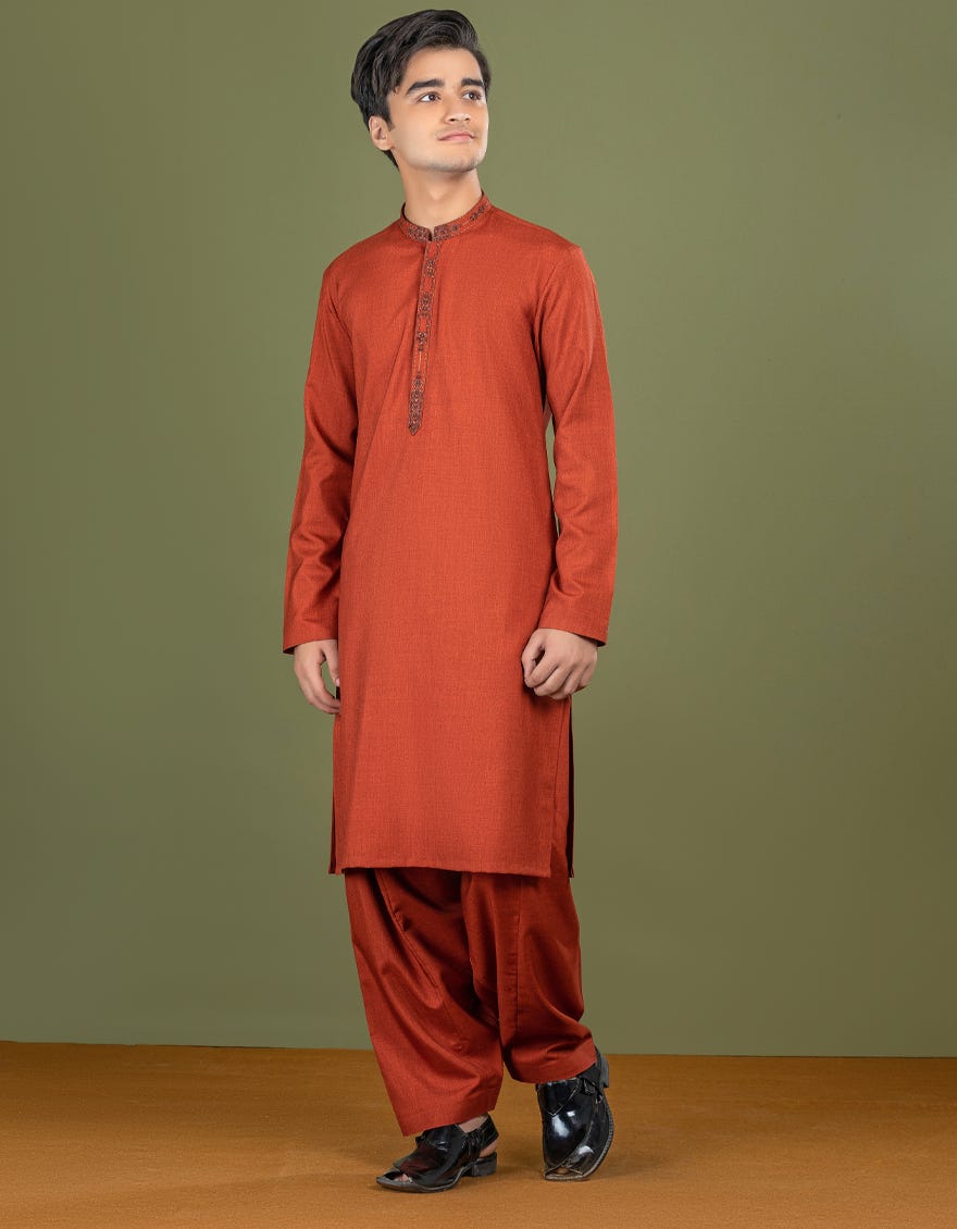 RUST BLENDED KAMEEZ SHALWAR | JTKS-W-35809