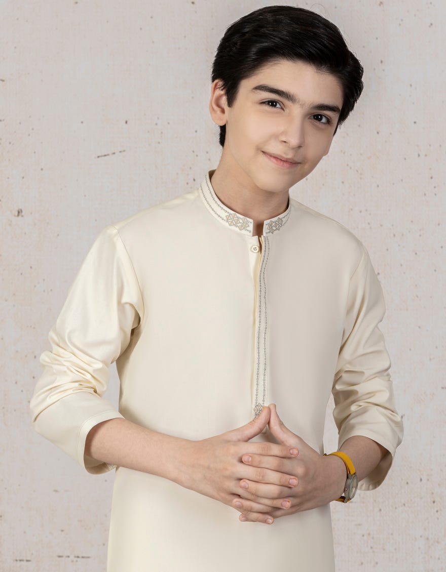 OFF WHITE BLENDED KAMEEZ SHALWAR | JCKS-A-35821