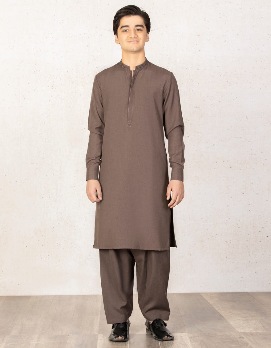 BROWN BLENDED KAMEEZ SHALWAR | JTKS-W-35826
