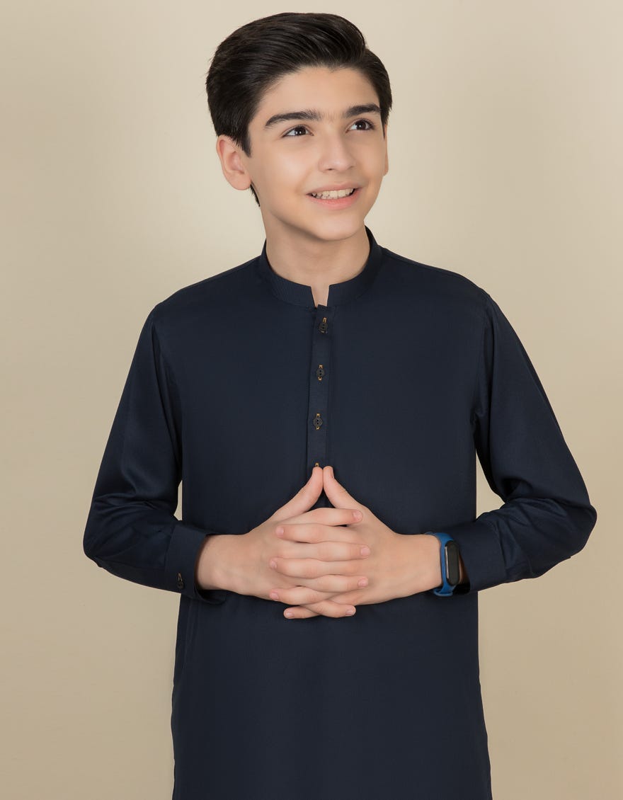 Blue Blended Kid's Kameez Shalwar | Jcks-A-35835-R10-Ap