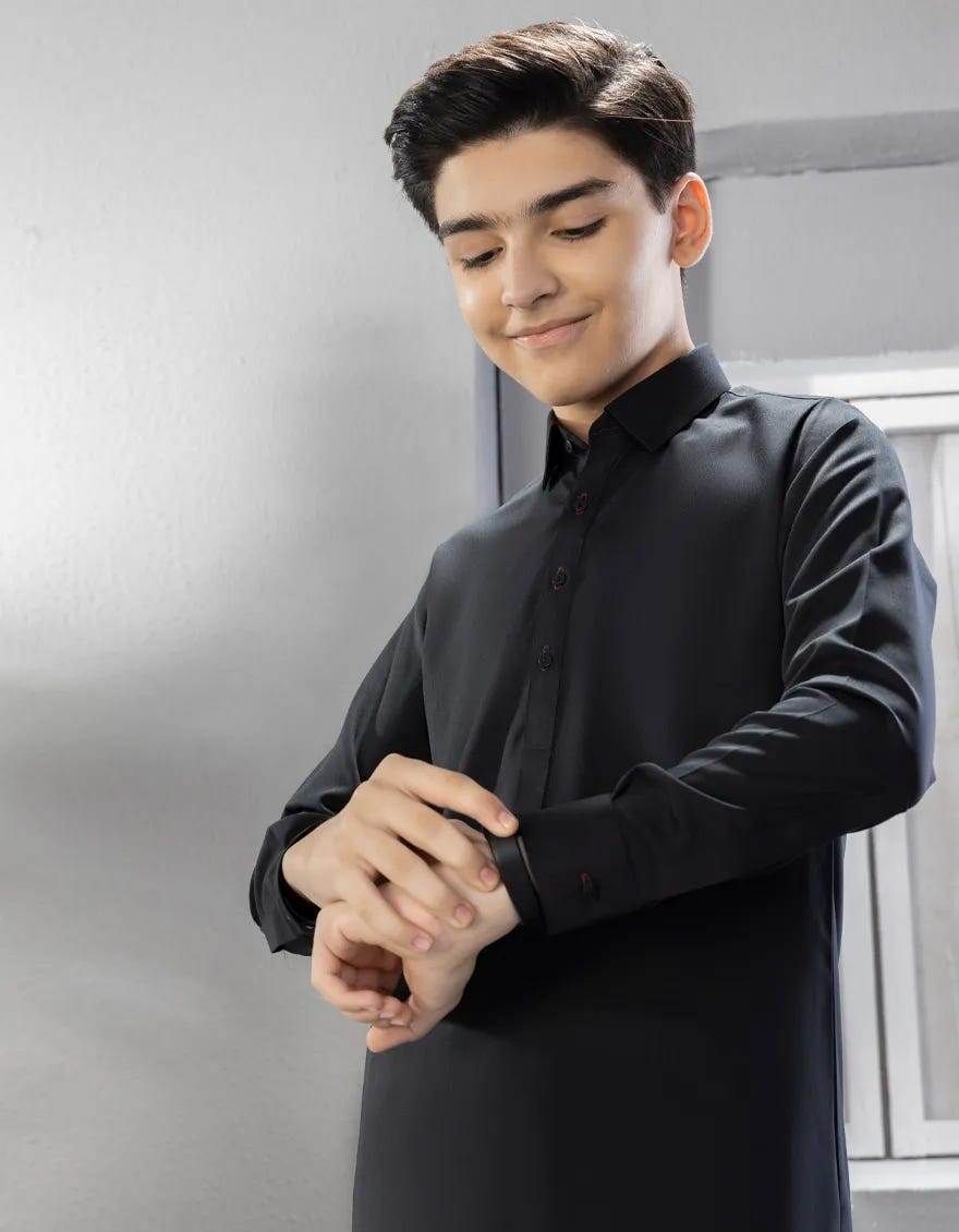 BLACK BLENDED KAMEEZ SHALWAR | JCKS-A-35842-R13-AP