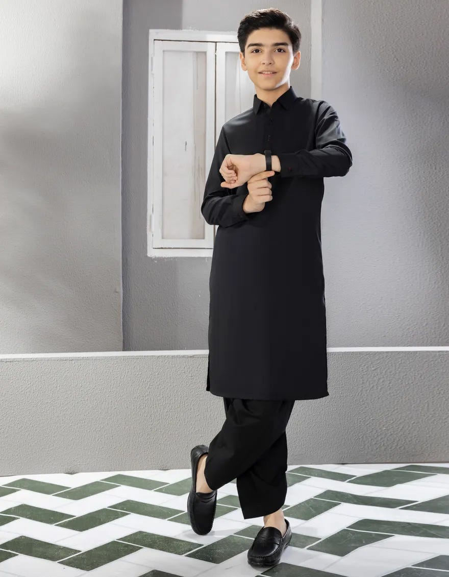 BLACK BLENDED KAMEEZ SHALWAR | JCKS-A-35842-R13-AP