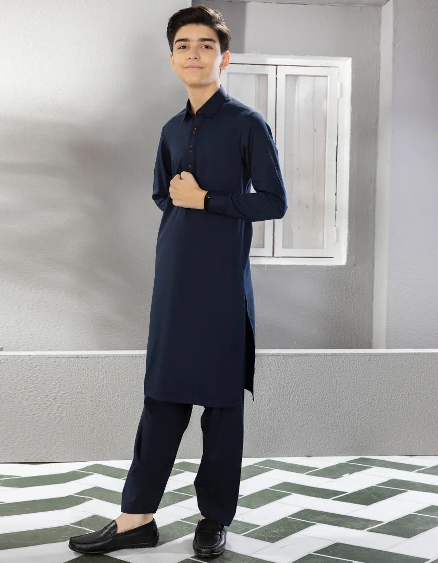 NAVY BLUE CASUAL KAMEEZ SHALWAR