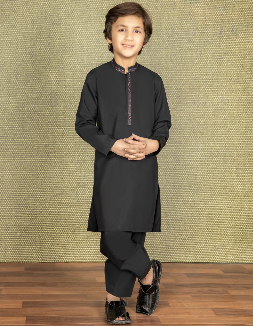 BLACK BLENDED KAMEEZ SHALWAR | JCKS-S-35868