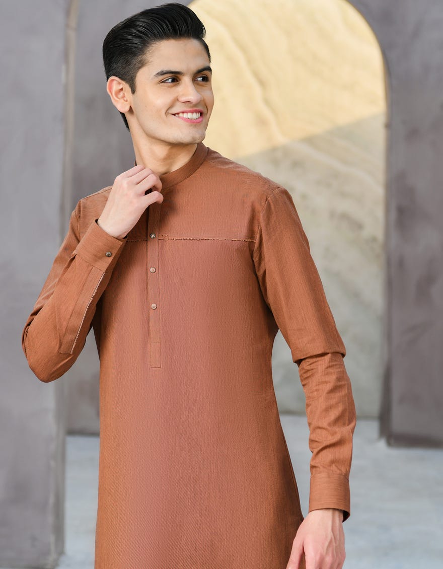 RUST BLENDED KURTA PAJAMA | JTKP-S-35906