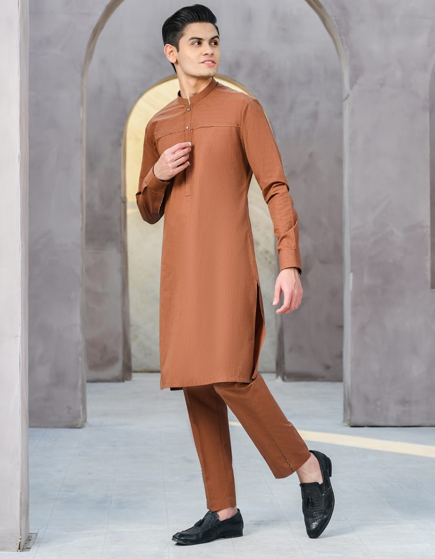 RUST BLENDED KURTA PAJAMA | JTKP-S-35906