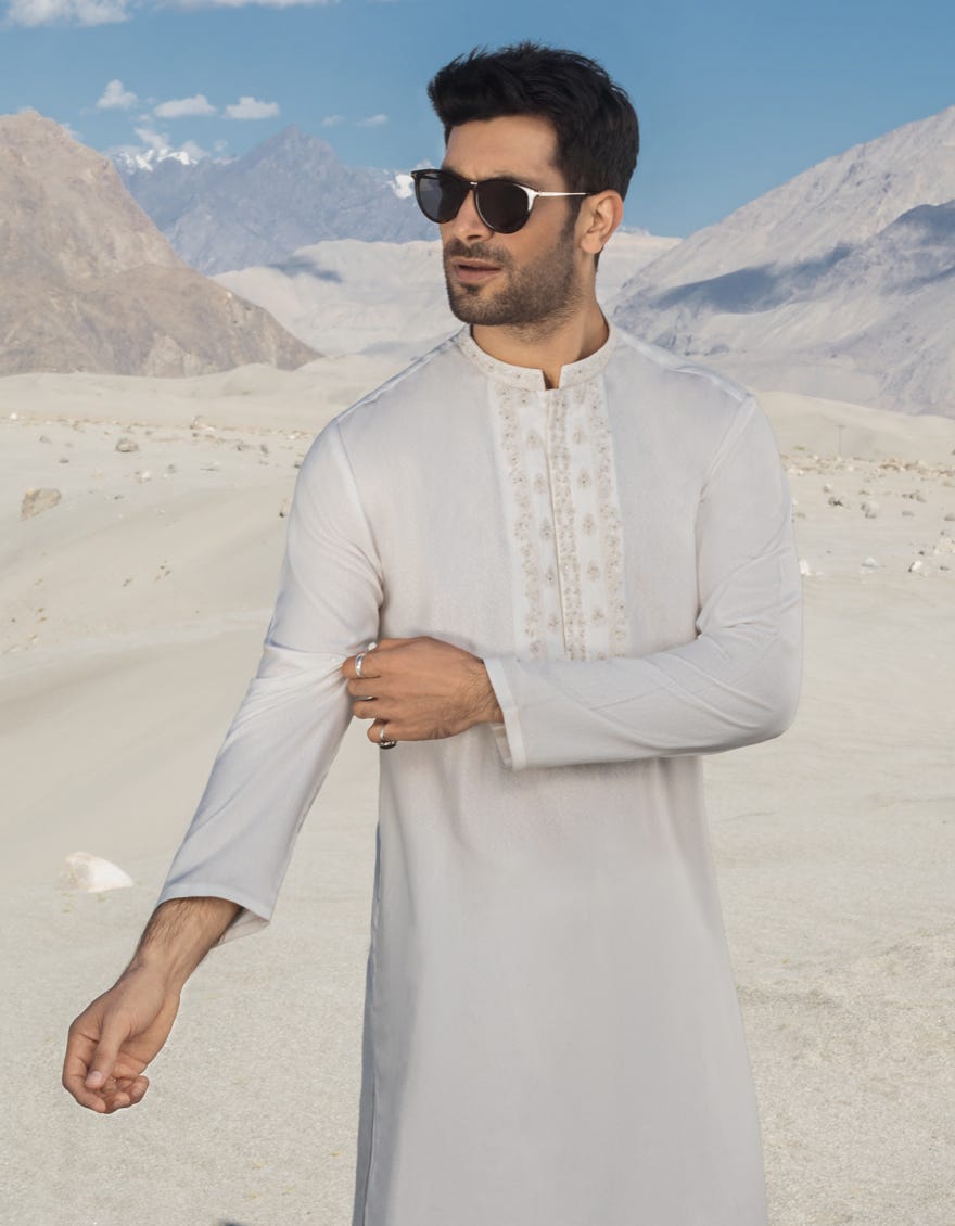 OFF WHITE BLENDED KAMEEZ SHALWAR | JJKS-A-36839