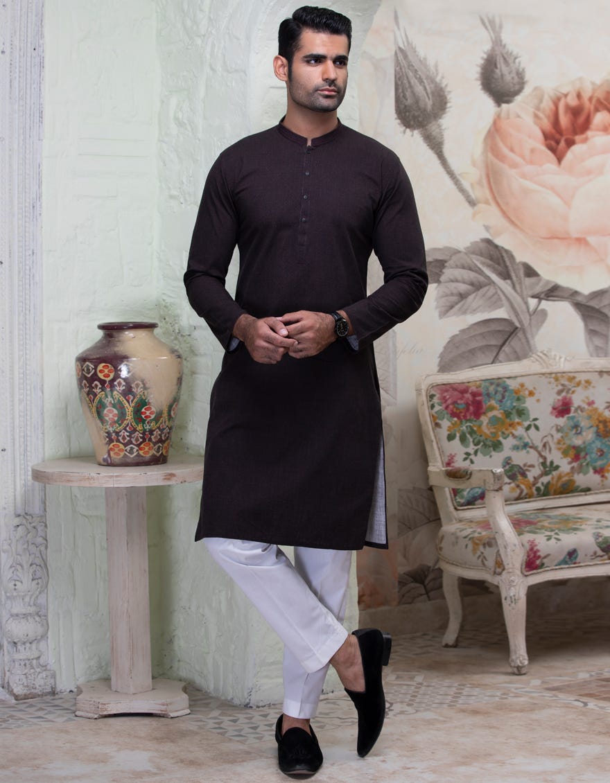 BURGUNDY COTTON KURTA | JJK-W-36842