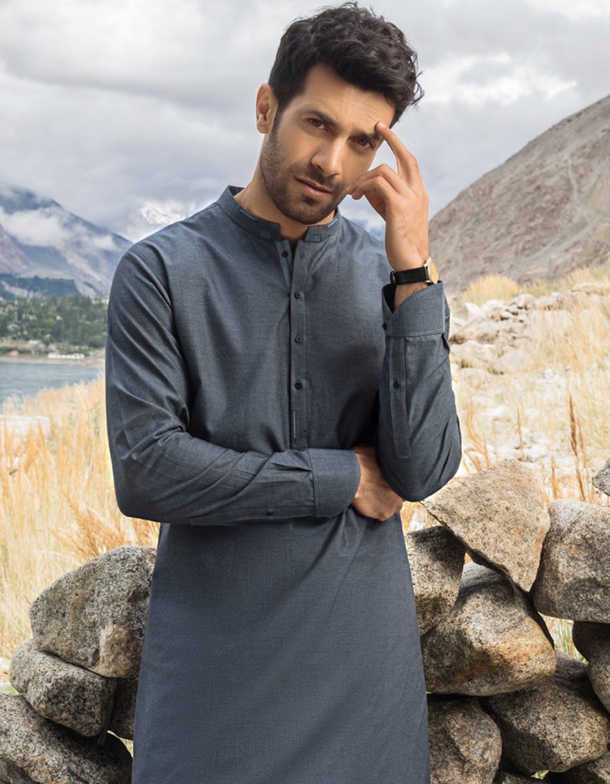 INDIGO BLENDED KURTA PAJAMA| JJKP-A-36848