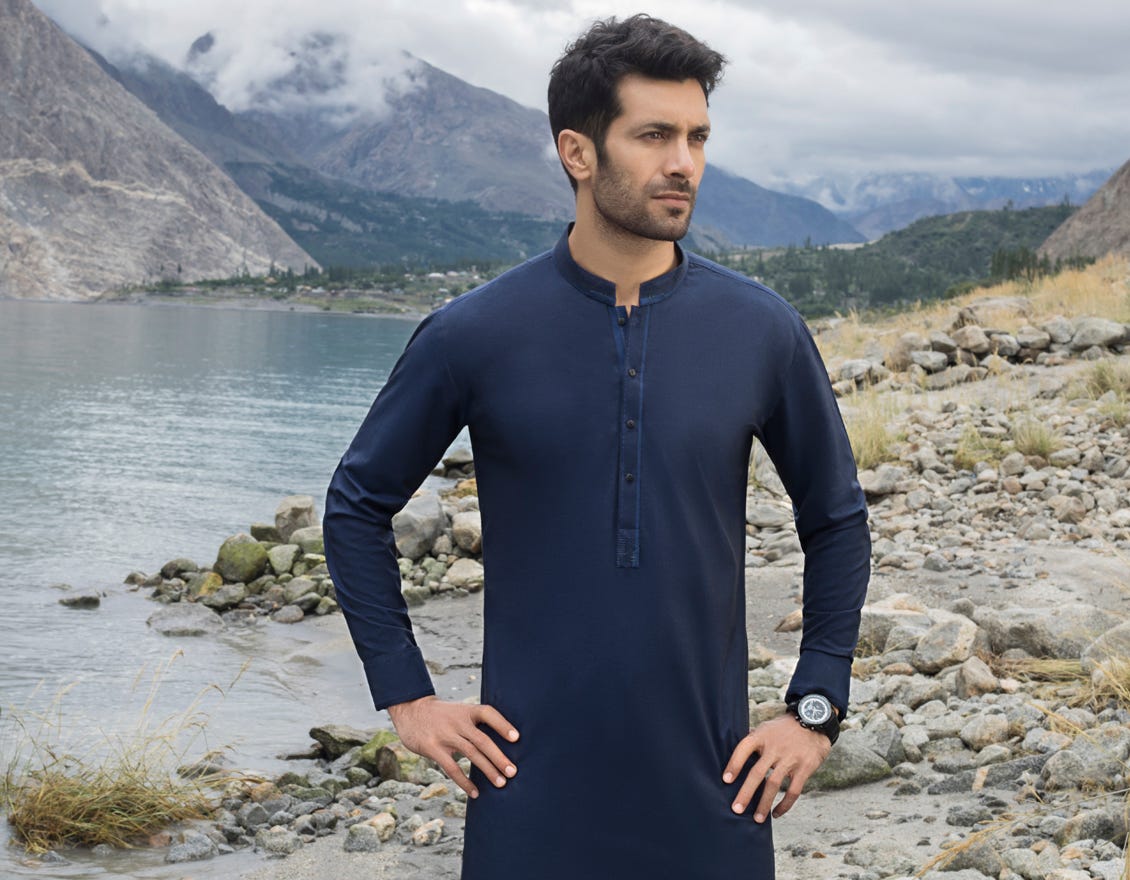 DARK BLUE COTTON KURTA PAJAMA | JJKP-A-36852