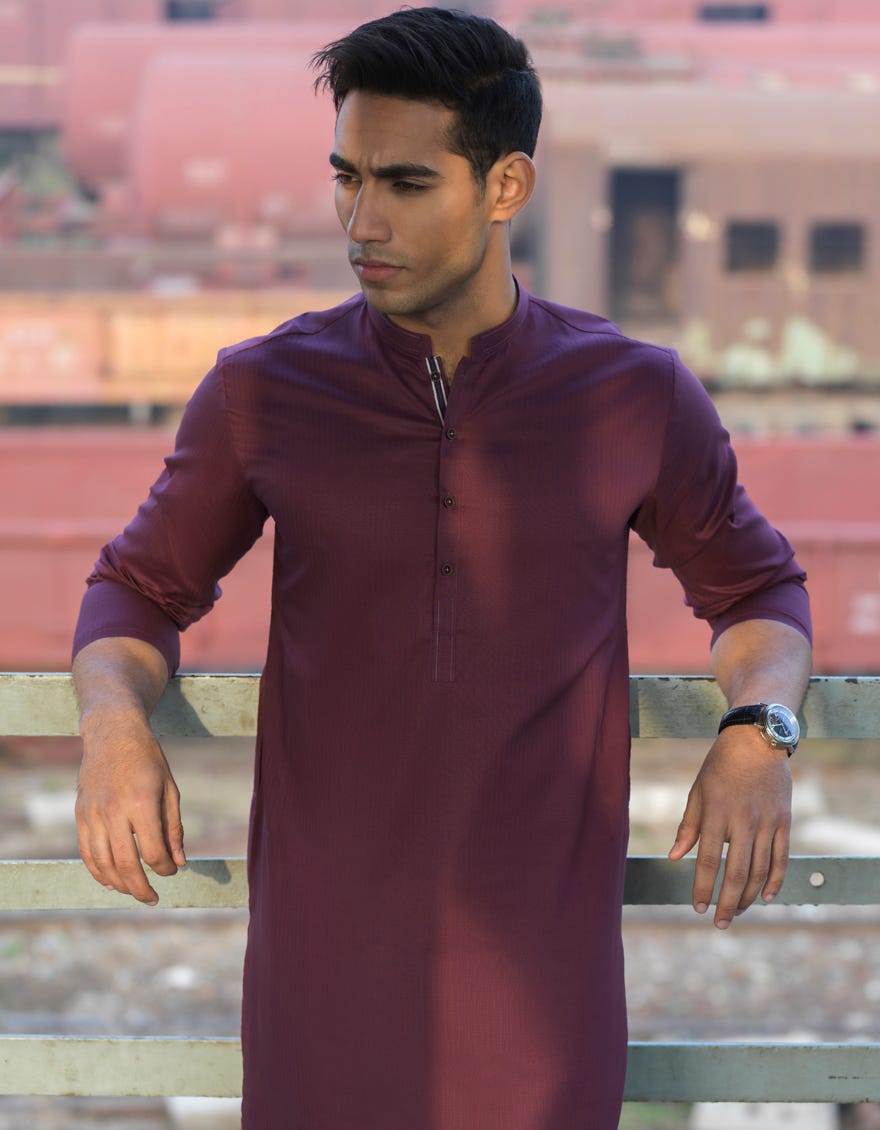 PLUM COTTON KURTA | JJK-S-36880