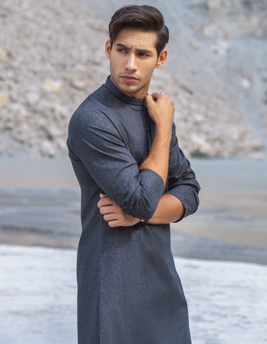 CHARCOAL GREY COTTON KURTA | JJK-W-37558/W21/JJ7165-SF