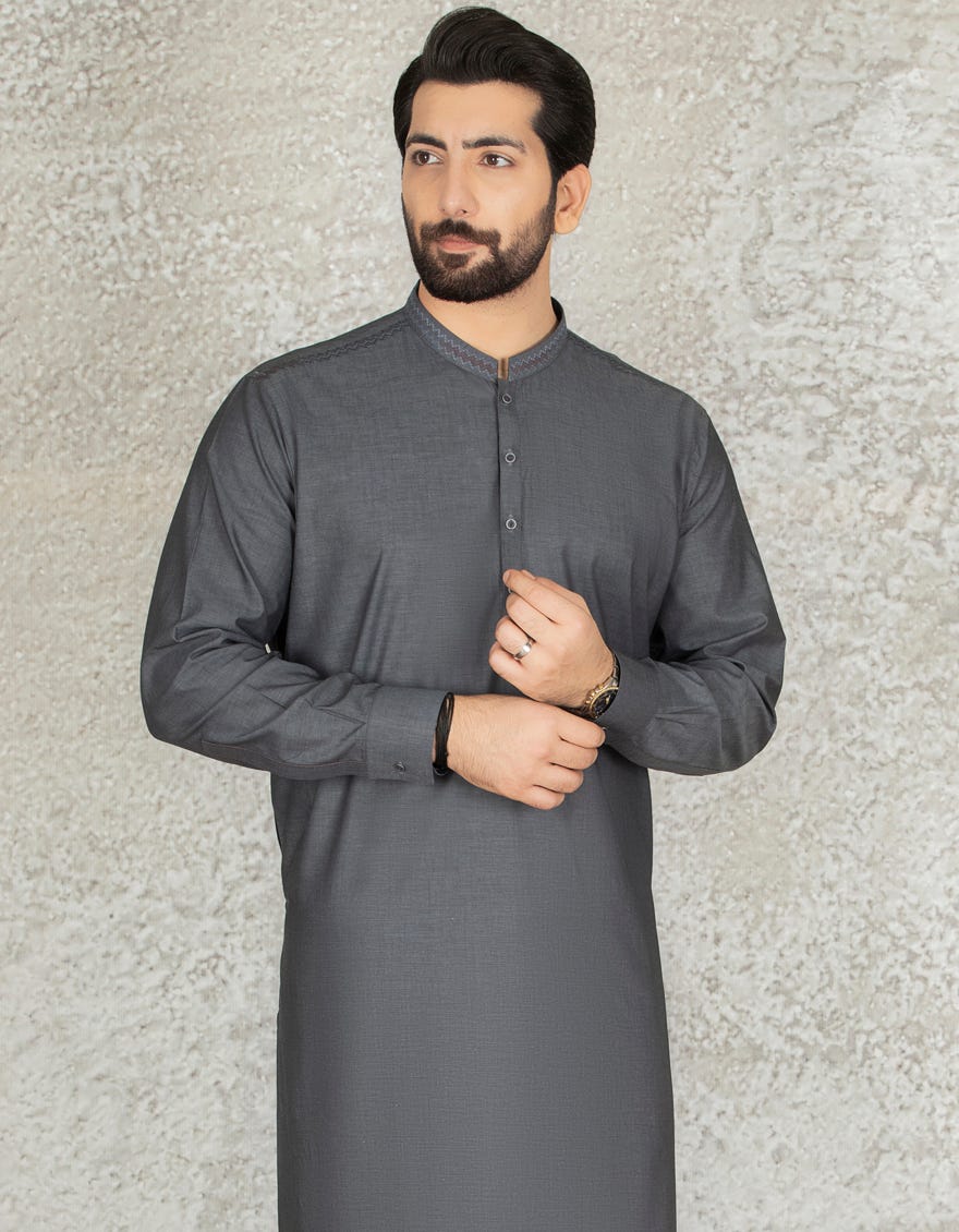 GREY COTTON CASUAL KAMEEZ SHALWAR | JJKS-S-37585