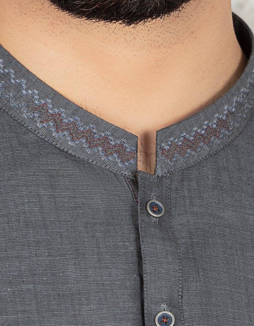 GREY COTTON CASUAL KAMEEZ SHALWAR | JJKS-S-37585