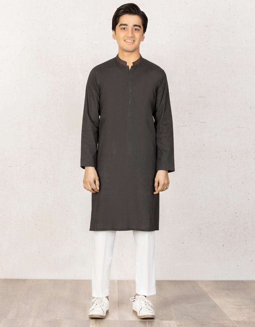 CHOCOLATE BROWN COTTON KURTA | JTK-W-38418
