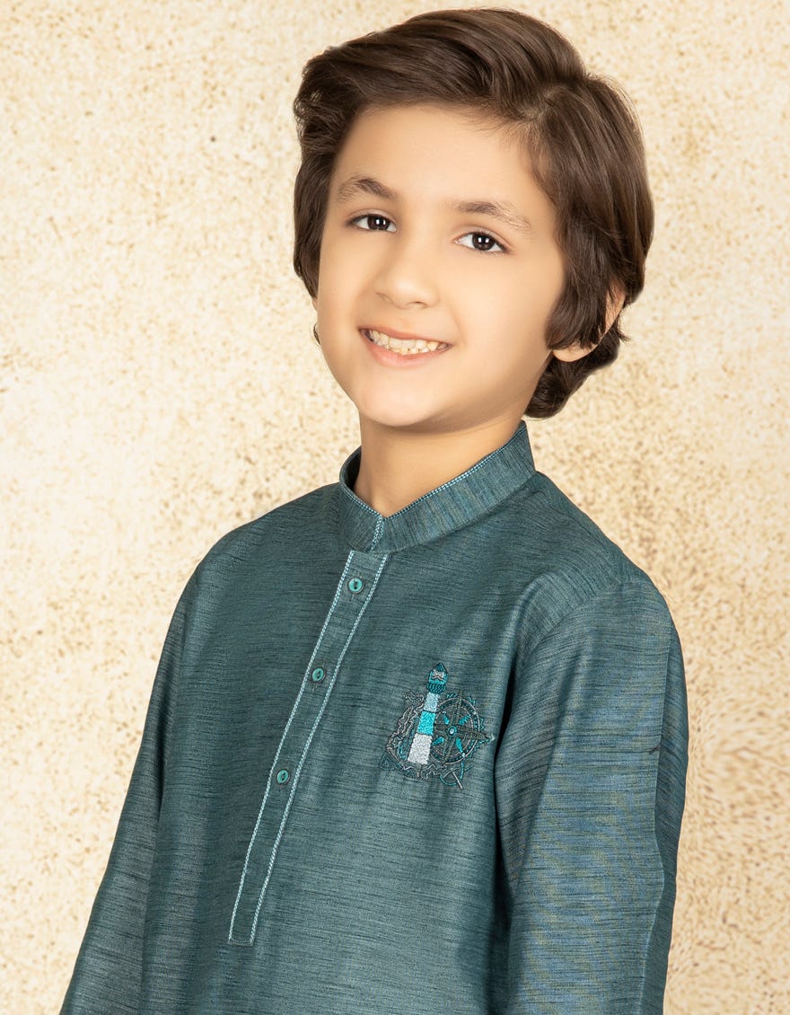 SEA GREEN BLENDED KURTA PAJAMA | JCKP-S-38468