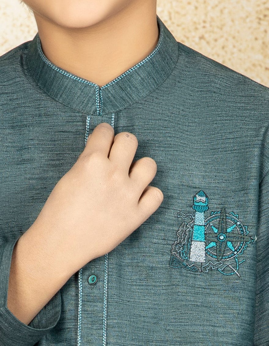 SEA GREEN BLENDED KURTA PAJAMA | JCKP-S-38468