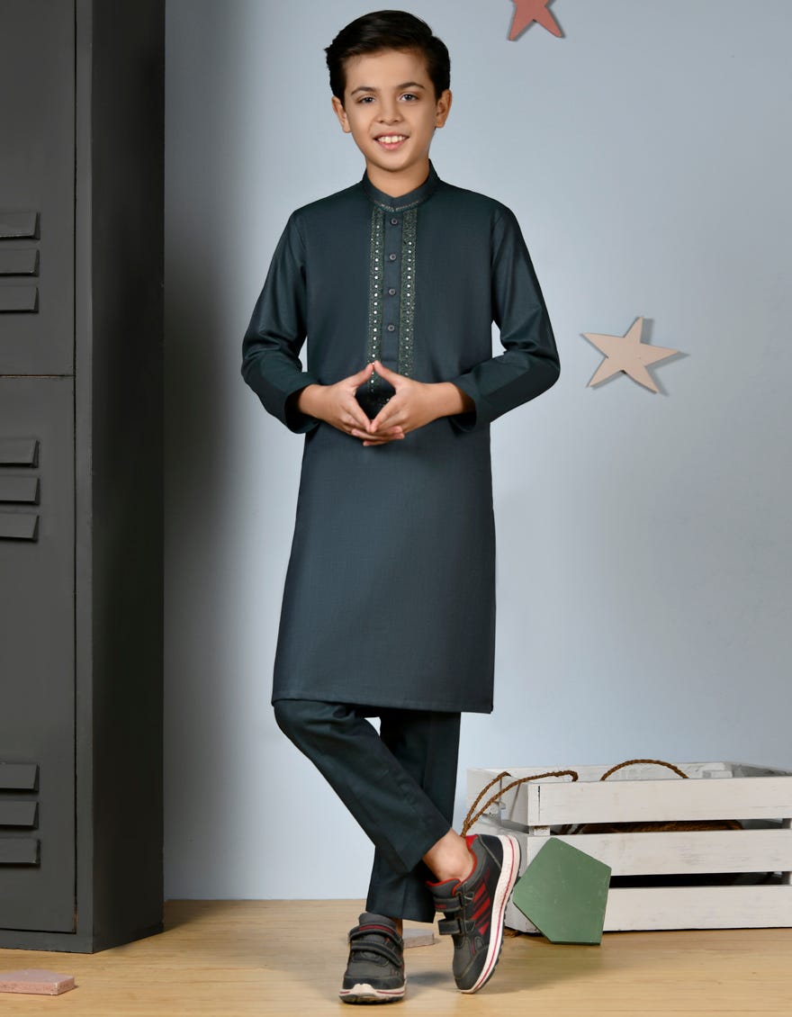 Green Cotton Kurta Pajama | Jckp-A-38902