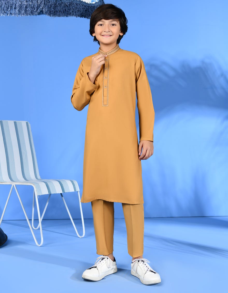 Gold Blended Kurta Pajama | Jckp-A-38945