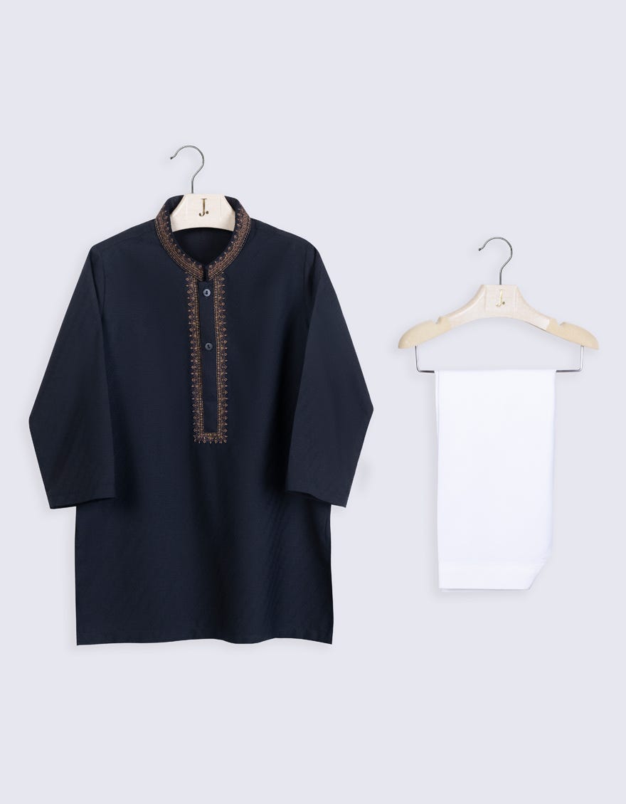 Black Blended Infant Kameez Shalwar | Jjiks-S-38972