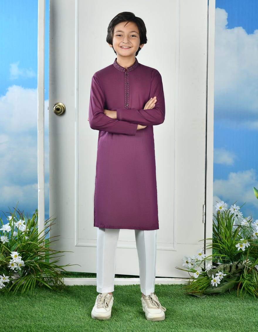 Purple Cvc Kid's Kurta | Jck-S-38973