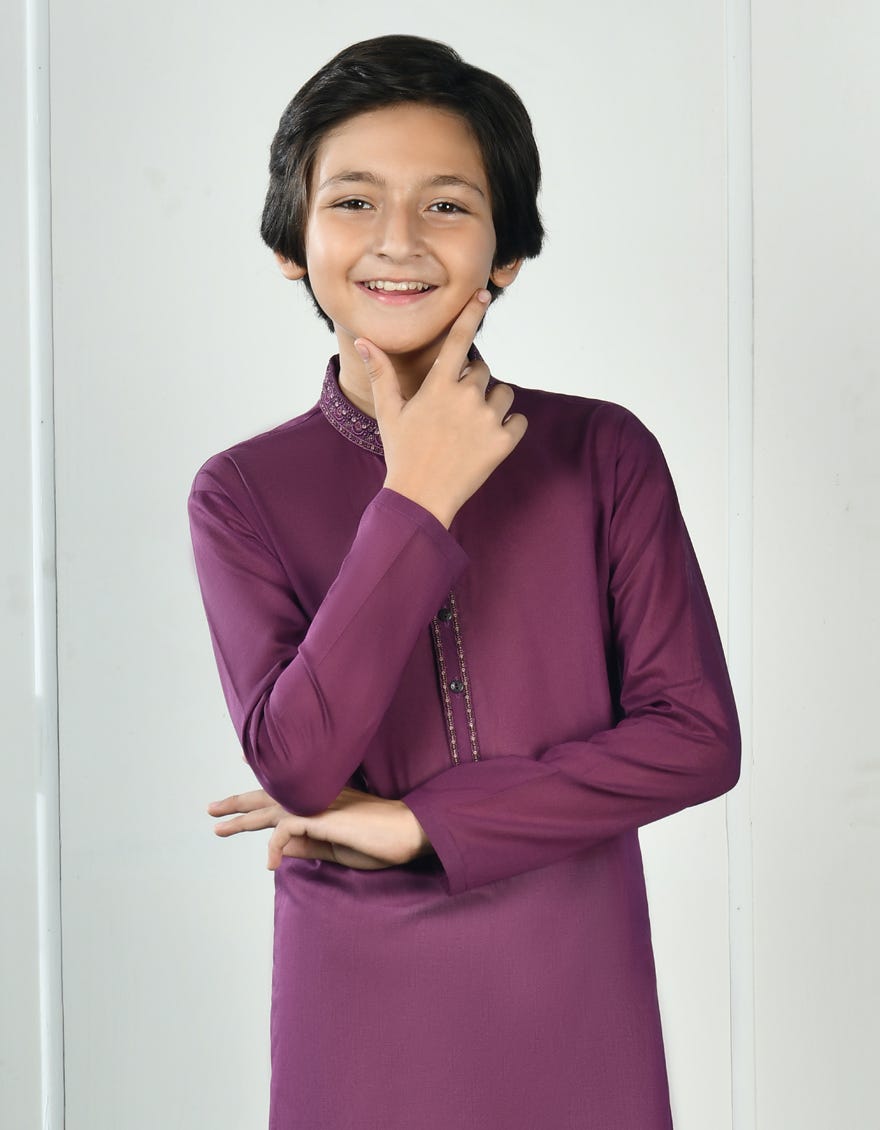 Purple Cvc Kid's Kurta | Jck-S-38973