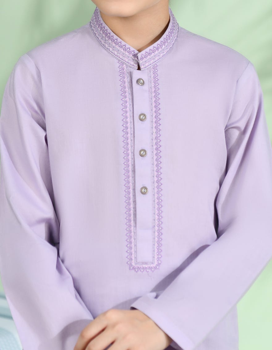 Lilac Cotton Kid's Kameez Shalwar | Jcks-S-38984