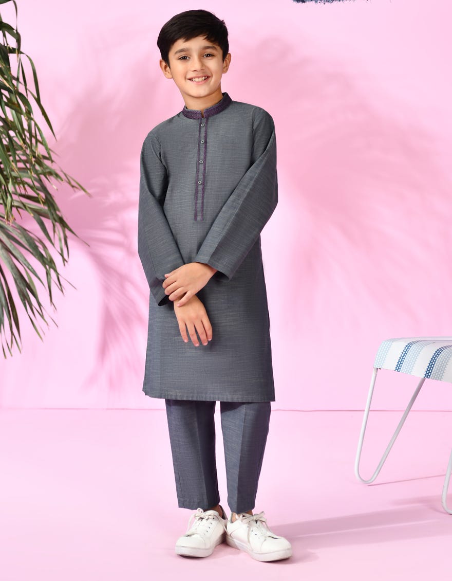 Dull Grey Cotton Kurta Pajama | Jckp-S-38997
