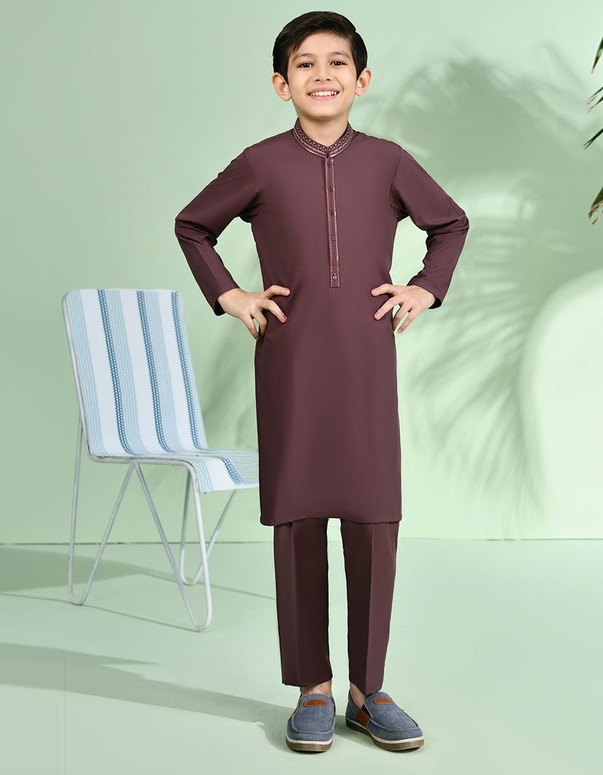 Liver Brown Blended Kurta Pajama | Jckp-S-39001