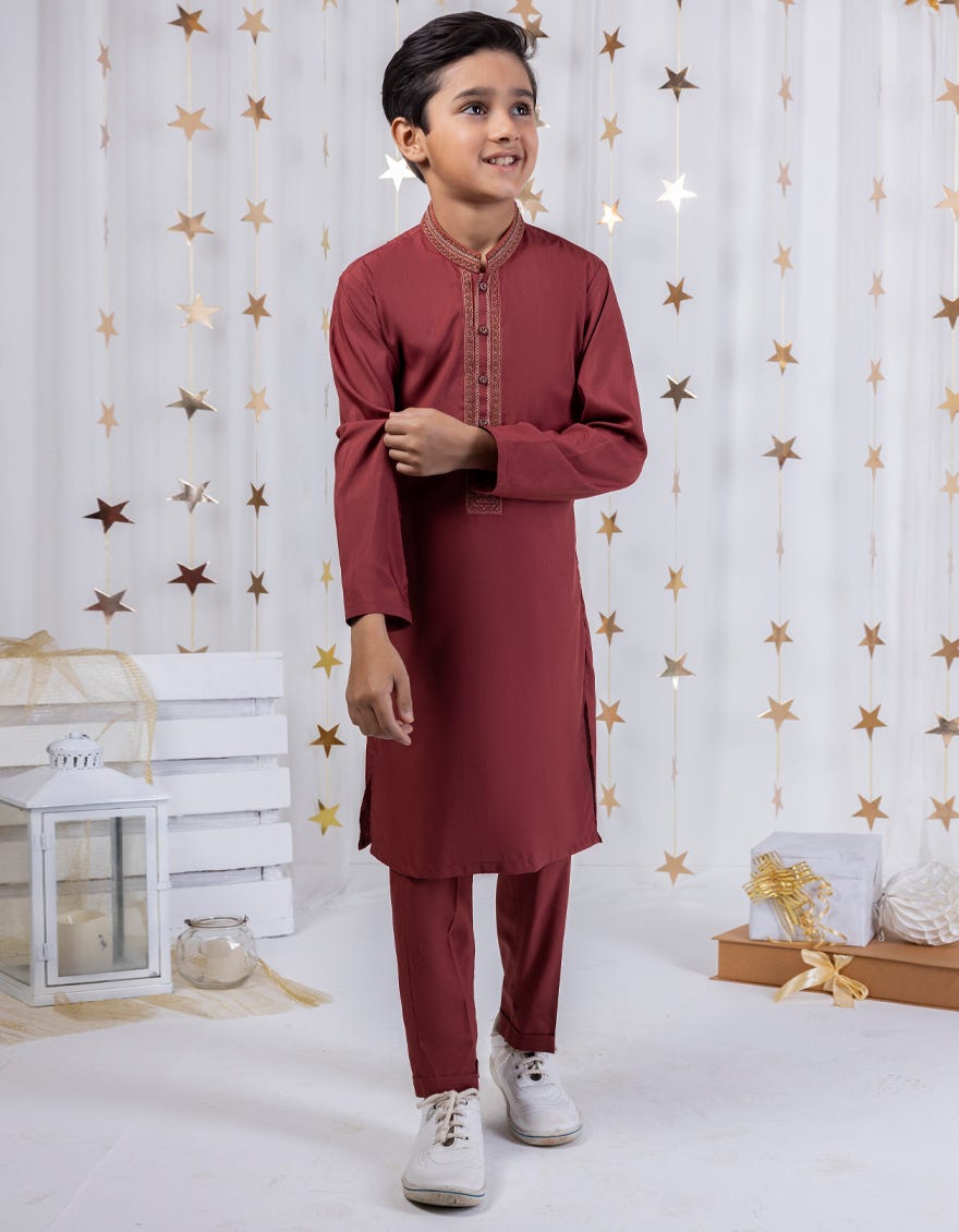 Rustic Red Blended Kurta Pajama | Jckp-S-39003
