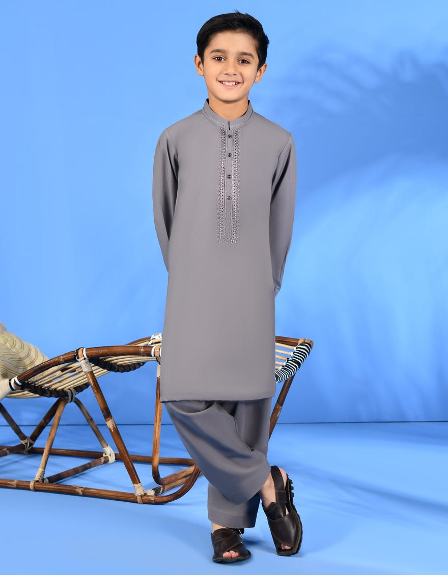 Muave Blended Kid's Kameez Shalwar | Jcks-S-39006