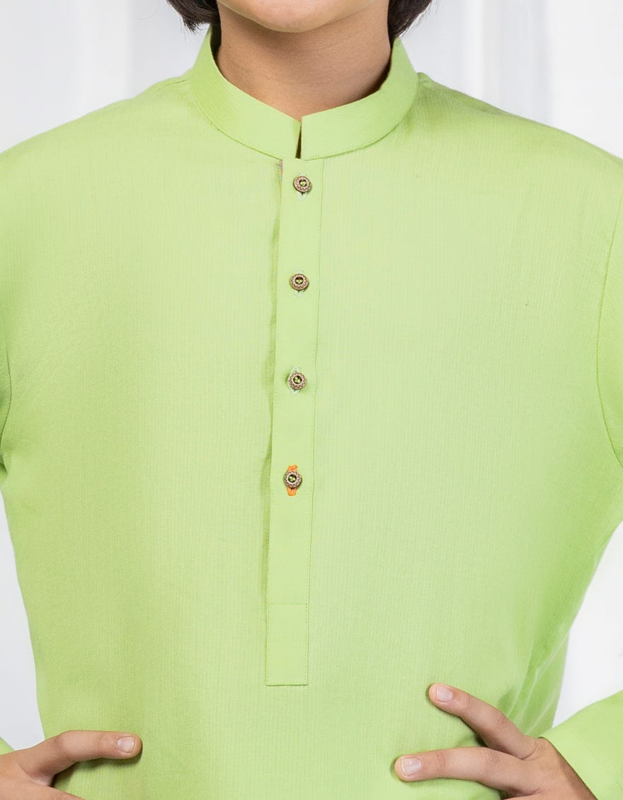 Parrot Green Cotton Kid's Kurta | Jck-S-39015