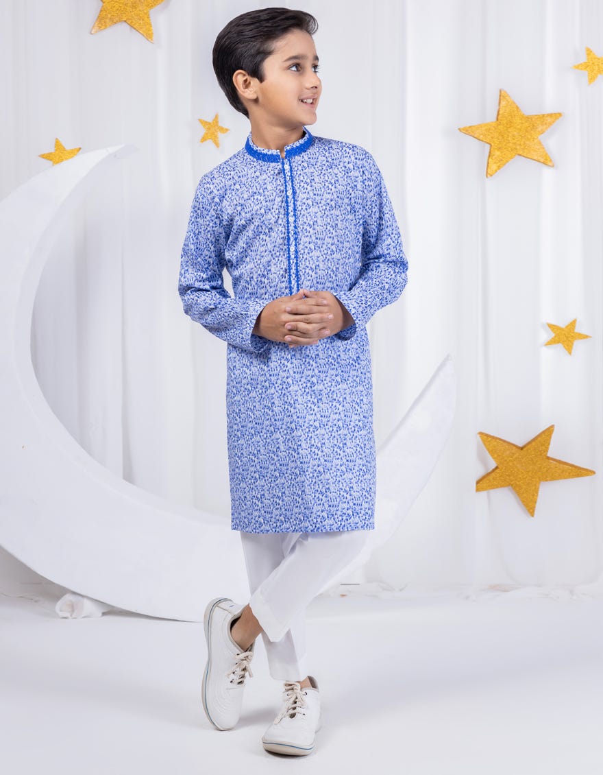 Blue Cotton Kid's Kurta | Jck-S-39040