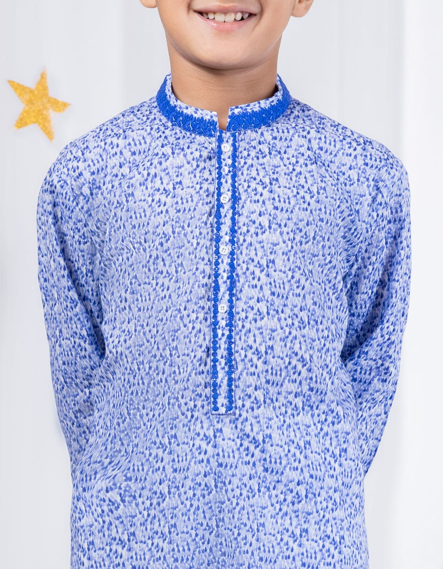 Blue Cotton Kid's Kurta | Jck-S-39040