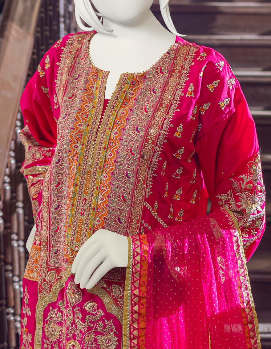 HOT PINK LAWN 3PC STITCHED | JJPW-S-JPS-22-3910 FB