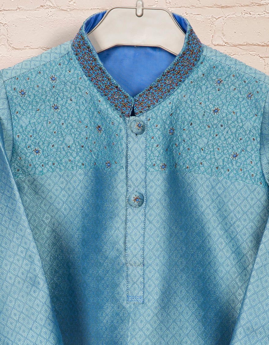 BLUISH GREEN POLYESTER SPECIAL KAMEEZ SHALWAR | JJIKS-SP-39293