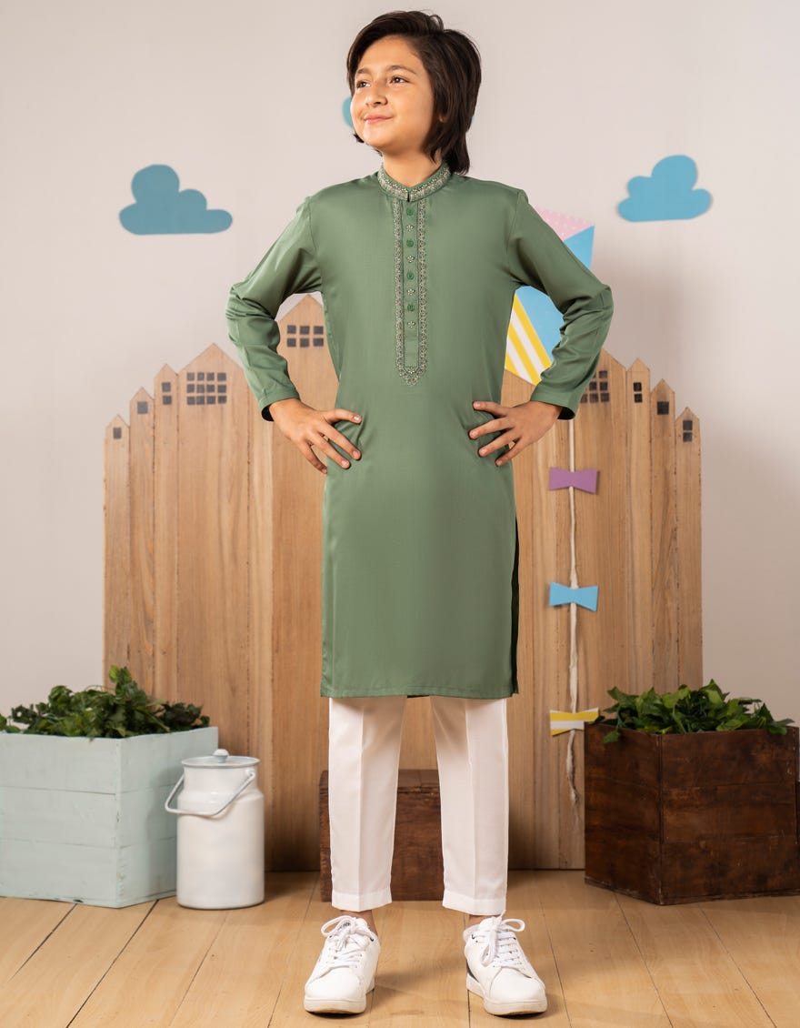 GREEN BLENDED KURTA