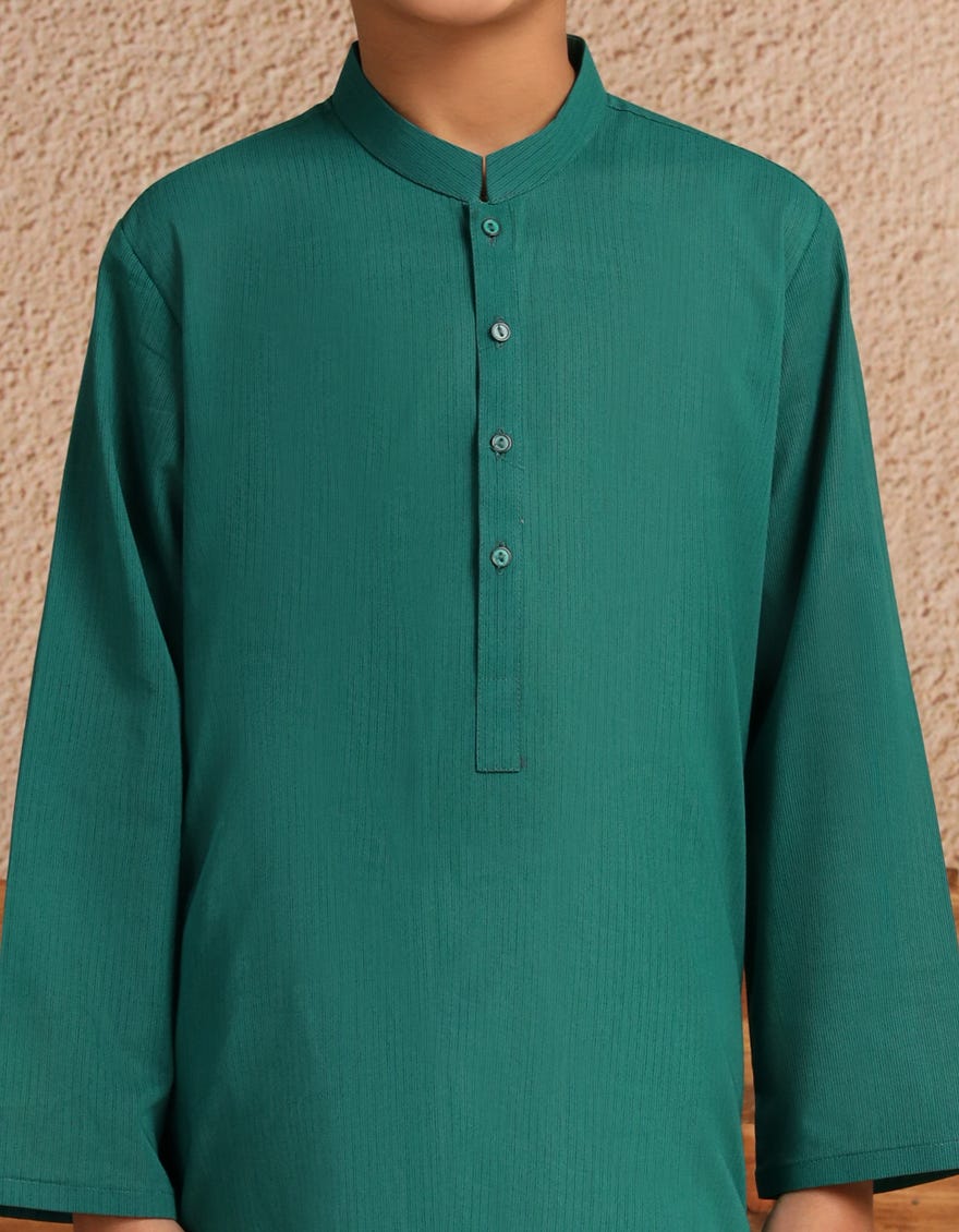 GREEN COTTON PLAIN KURTA