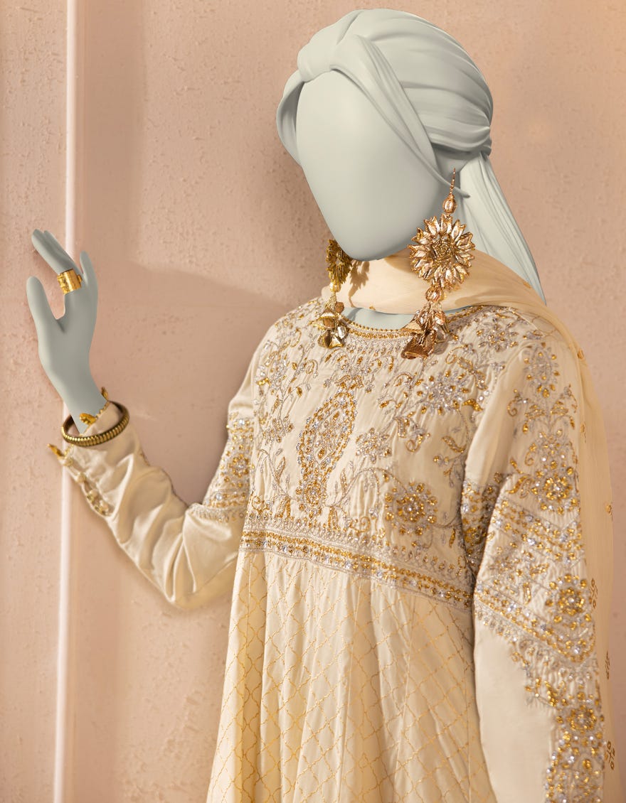 OFF WHITE SILK EMBROIDERED 3PC STITCHED