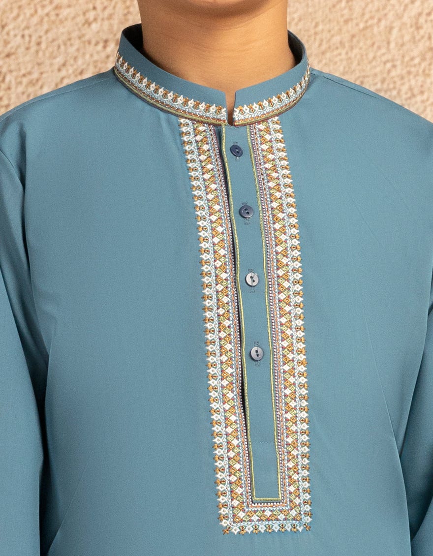 DULL BLUE BLENDED FORMAL KAMEEZ SHALWAR