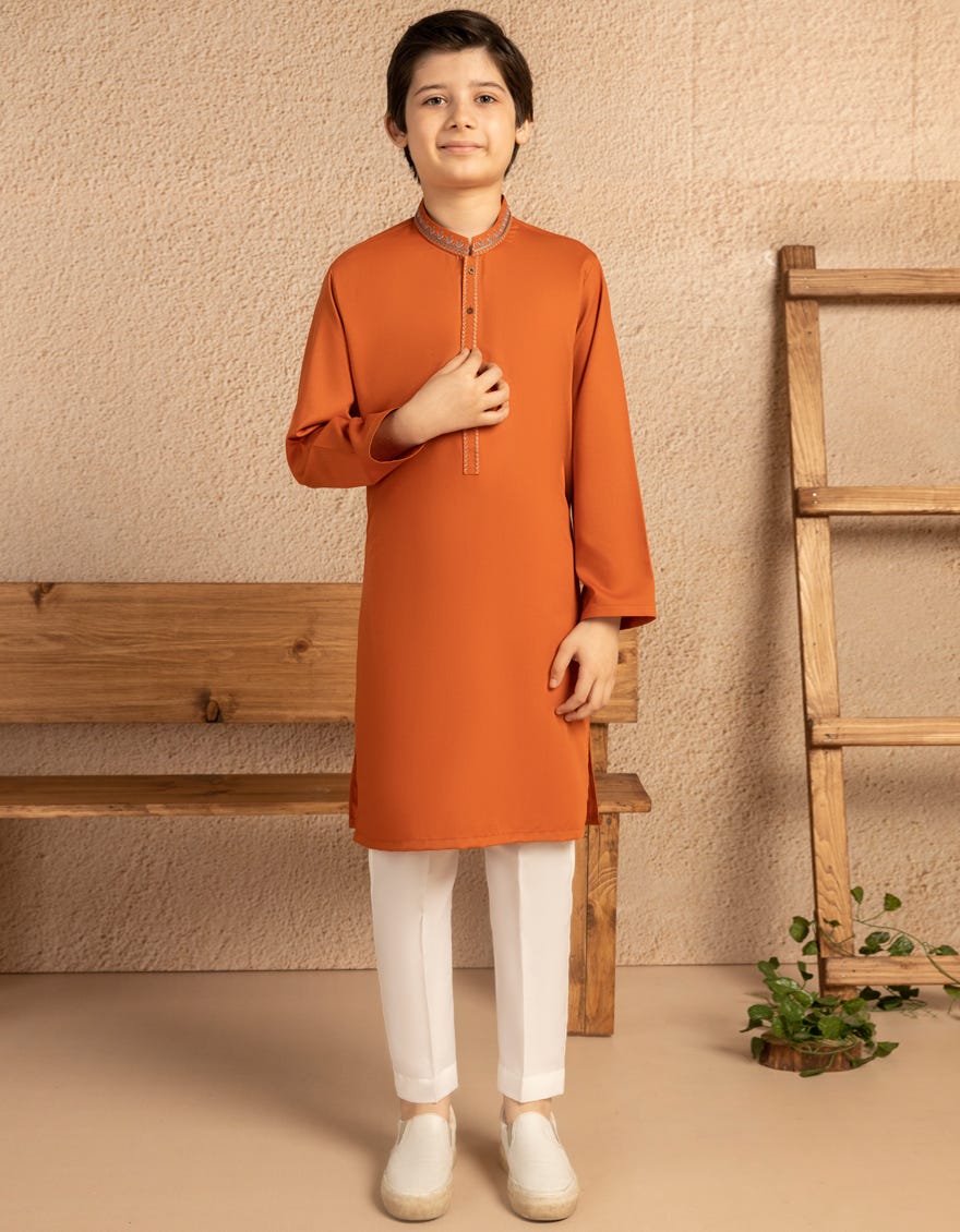 ORANGE BLENDED SEMI-FORMAL KURTA
