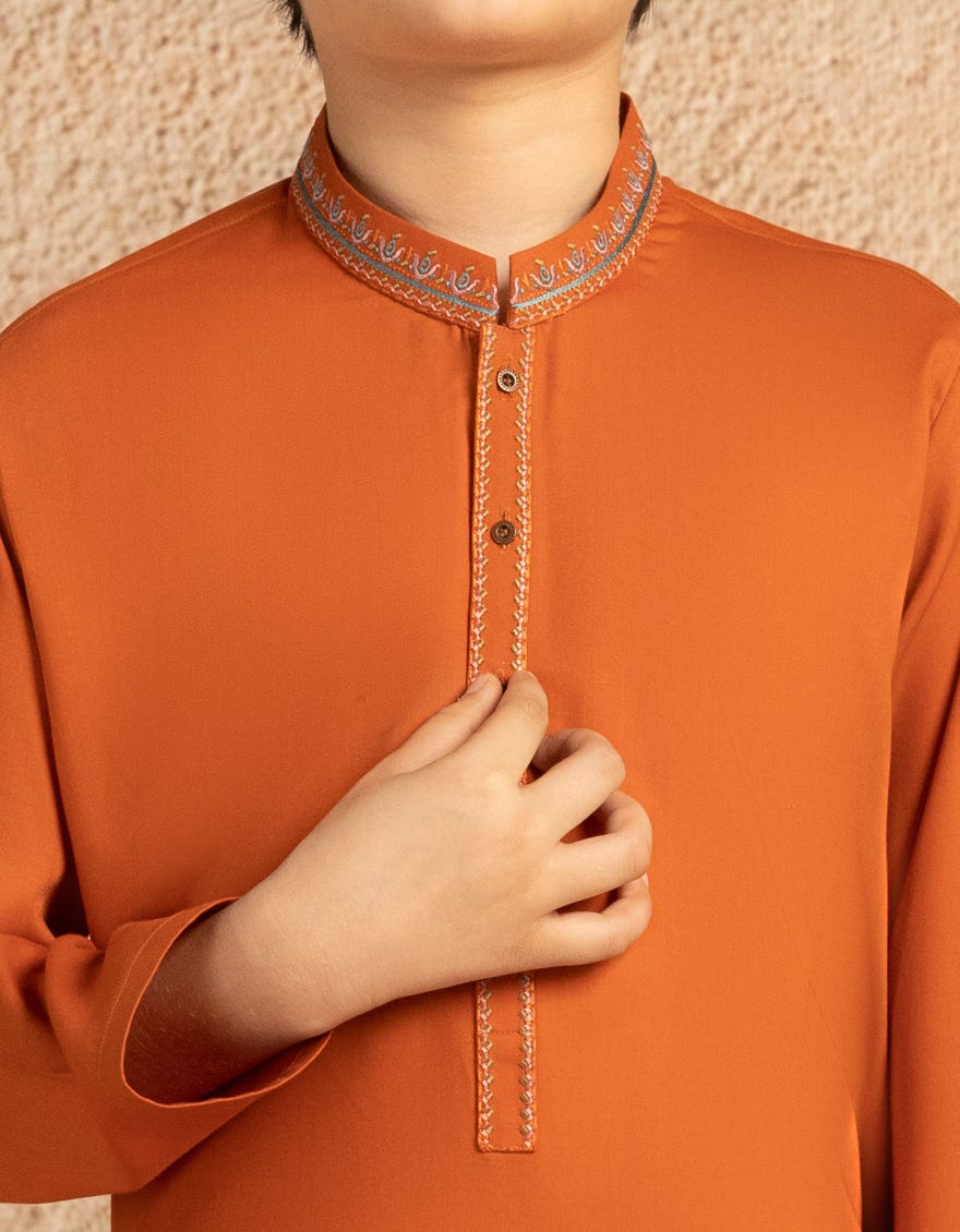 ORANGE BLENDED SEMI-FORMAL KURTA