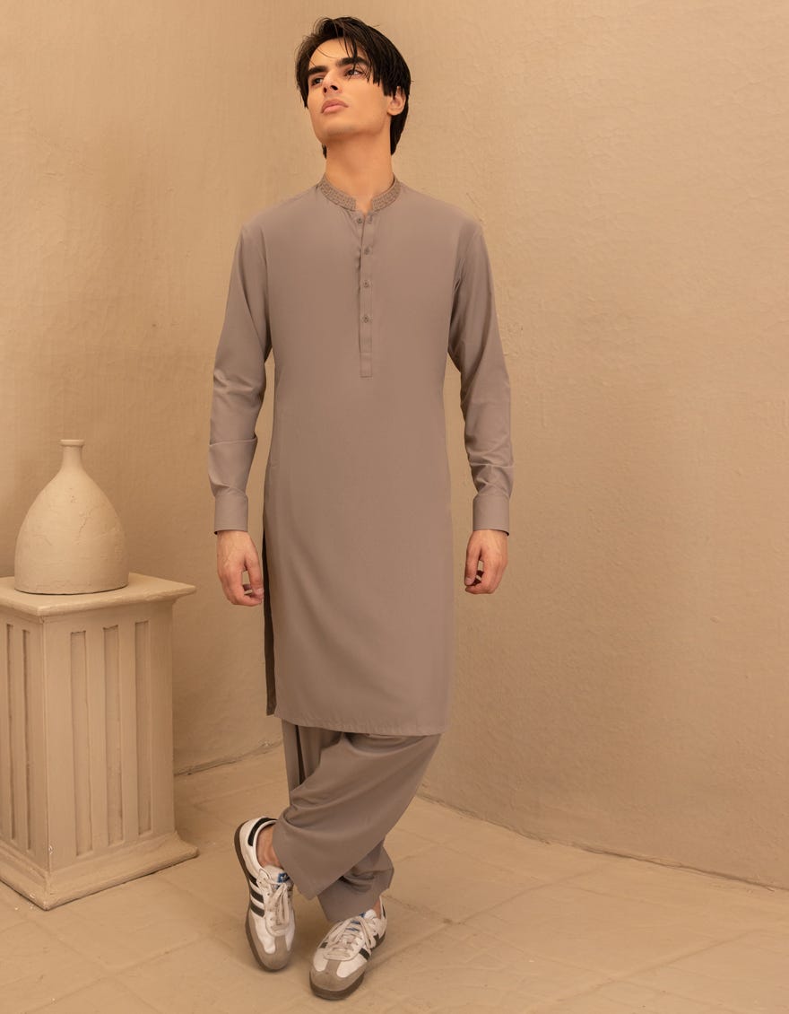 STONE BLENDED SEMI-FORMAL KAMEEZ SHALWAR